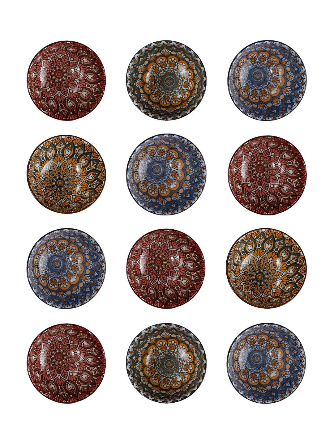 

P-Plus International 12-Pcs Printed Porcelain Serving Bowls, Red