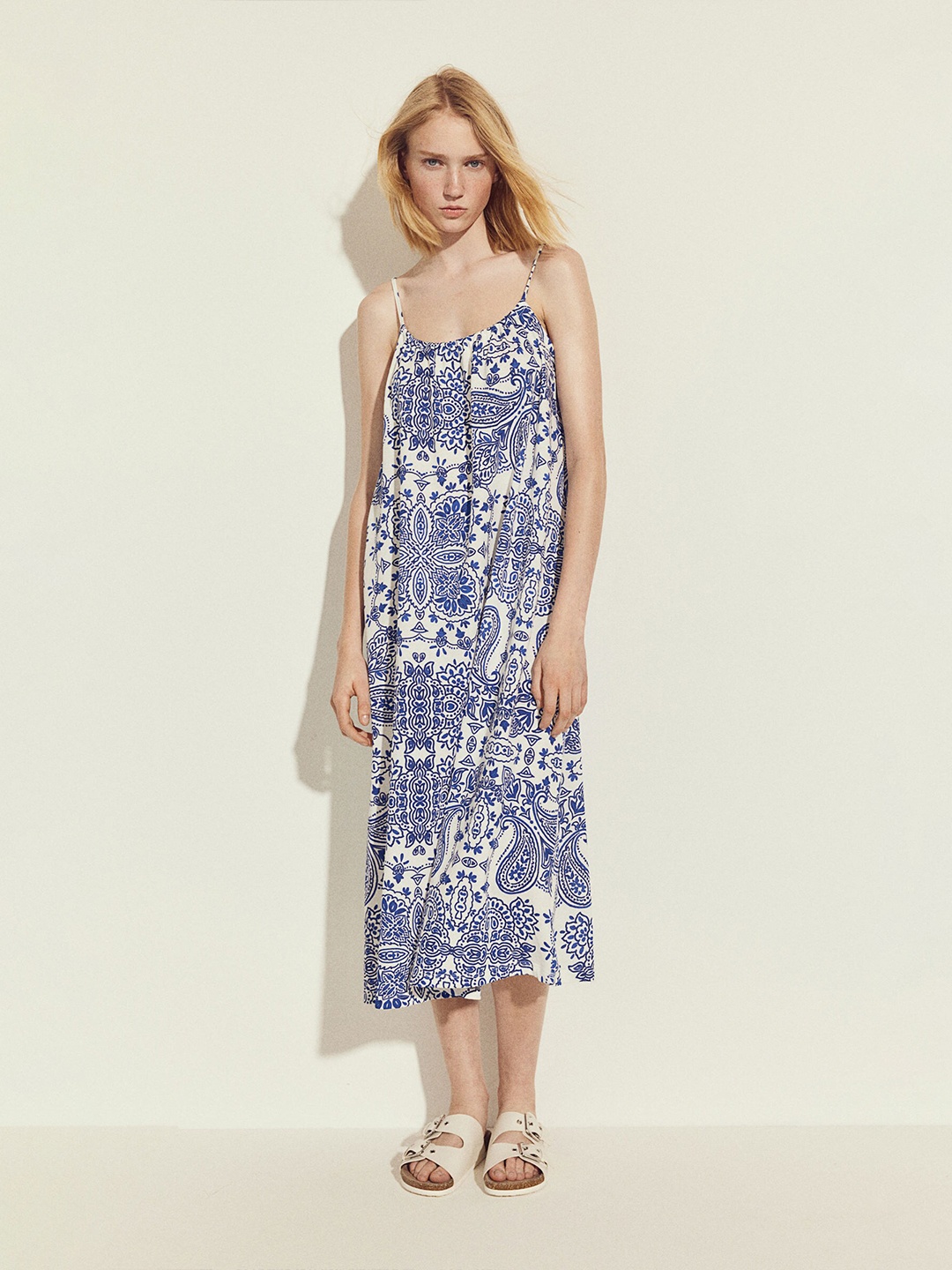 H&M Pure Cotton Oversized Jersey Dress, White