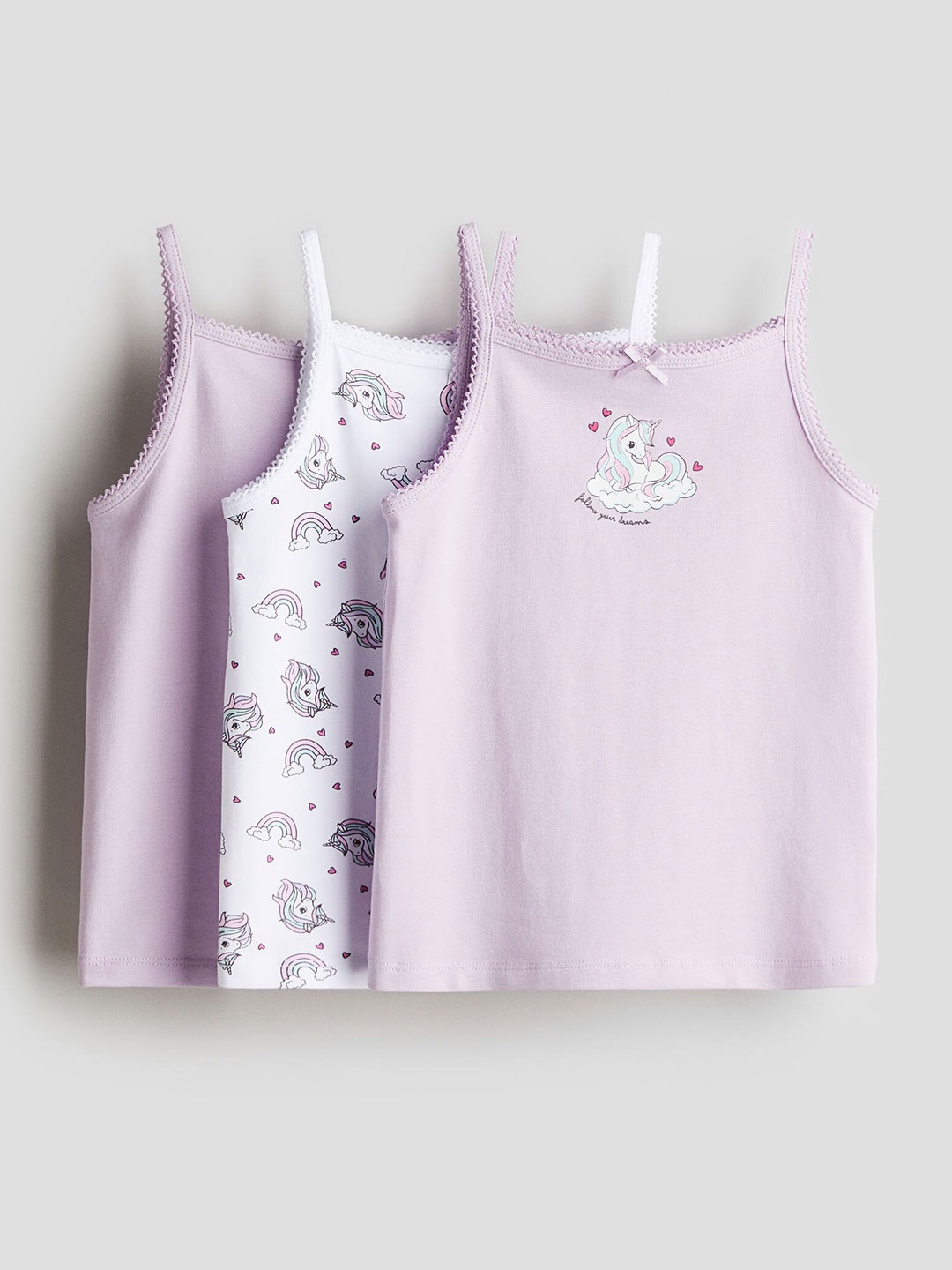 

H&M Girls 3-Pack Jersey Vest Tops, Purple