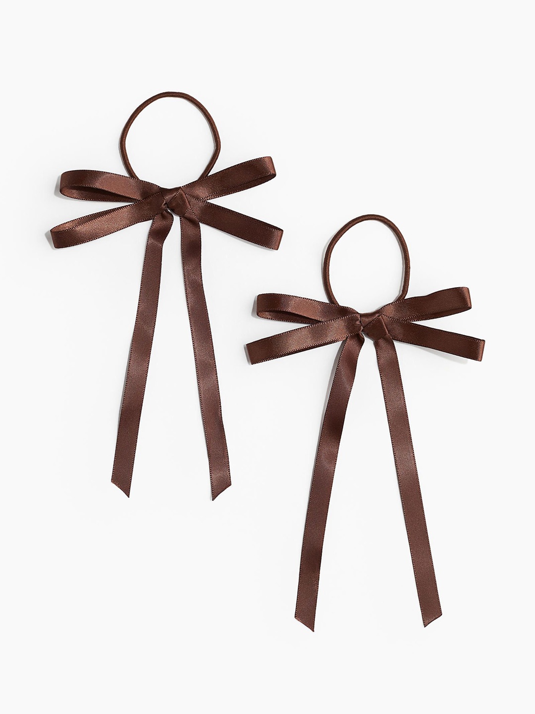 

H&M Women Pack Of 2 Bow Detail Hair Elastics, Brown
