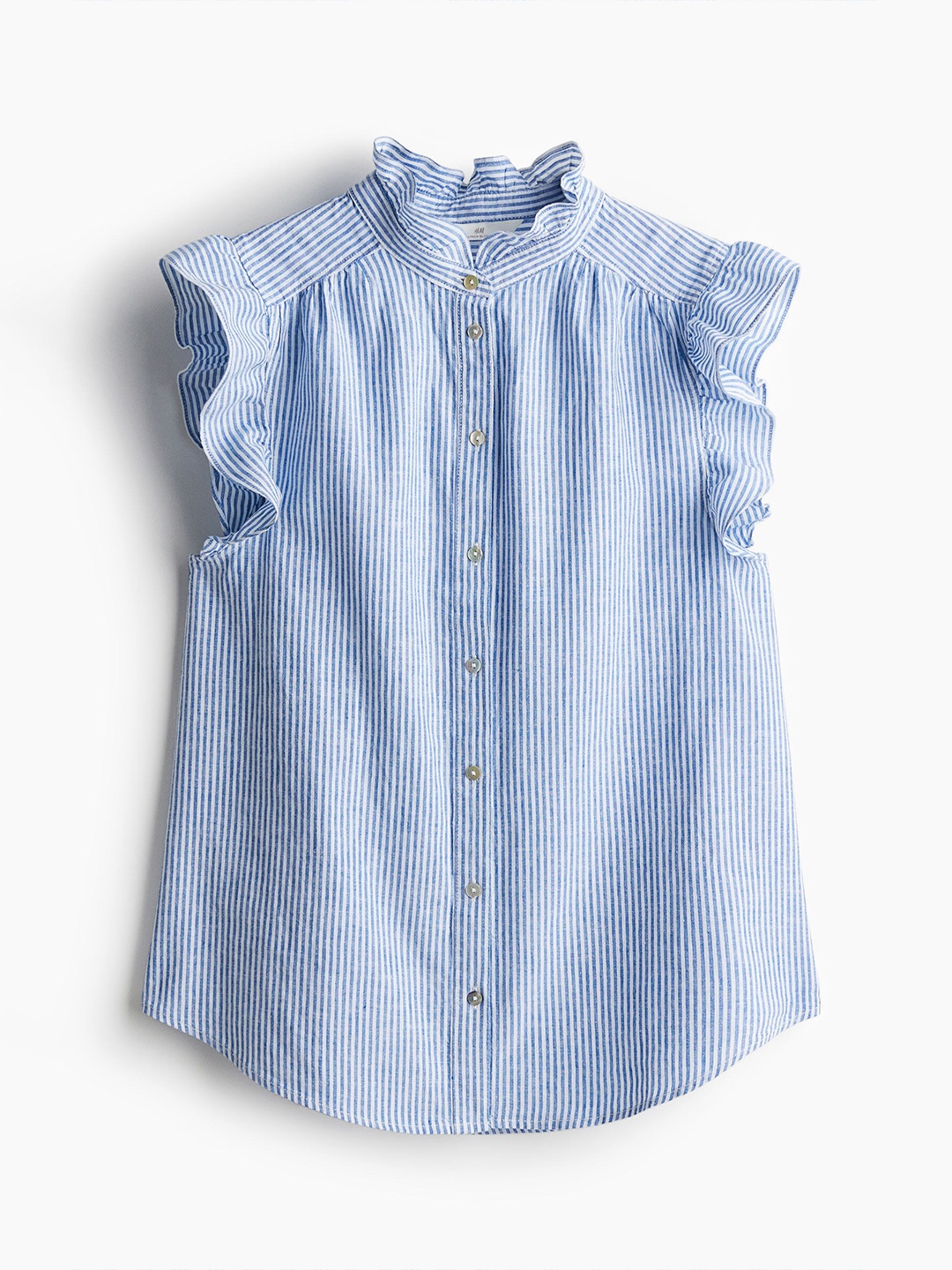 

H&M Women Linen-Blend Blouse, Blue