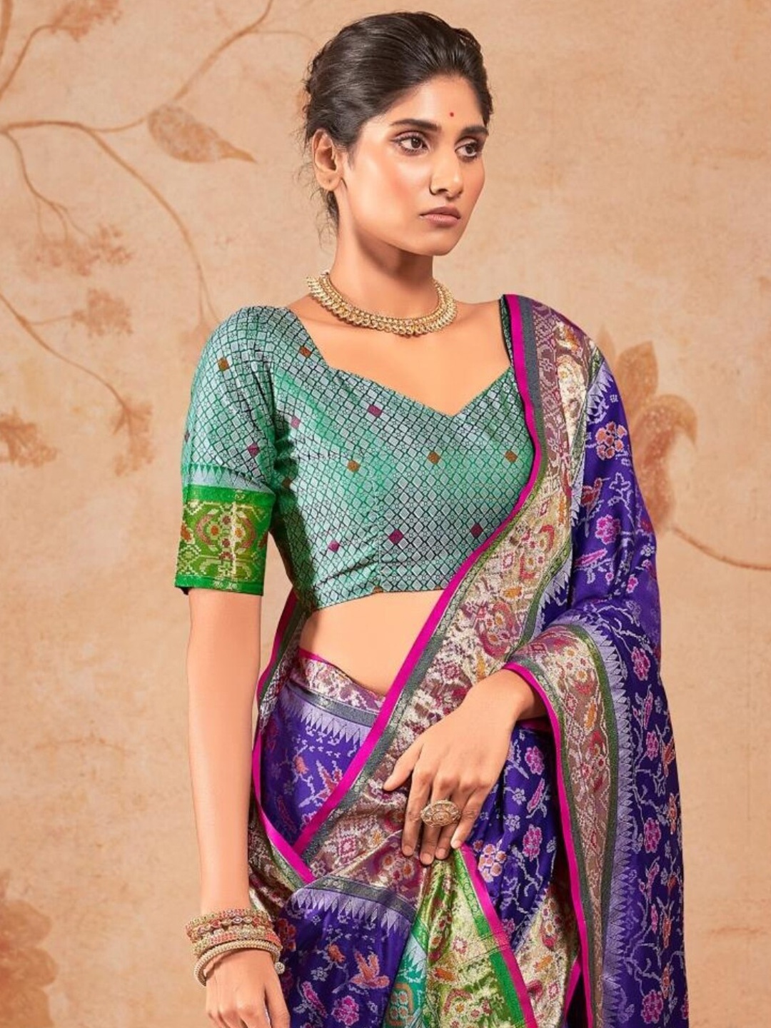 

Mitera Woven Design Zari Art Silk Patola Saree, Purple