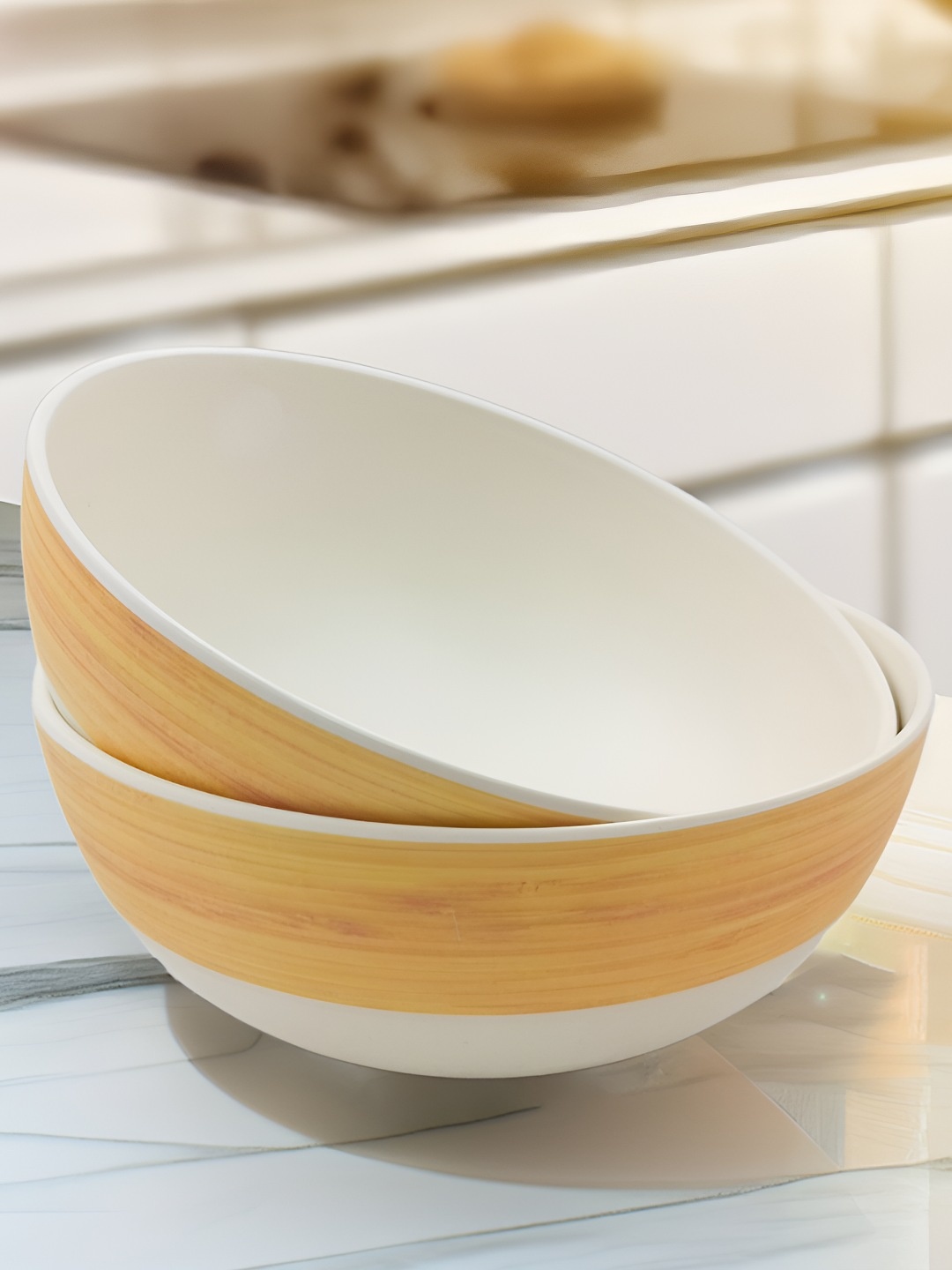 

Red Butler Set Of 2 Wooden Design Eco-Friendly Bowl, Yellow