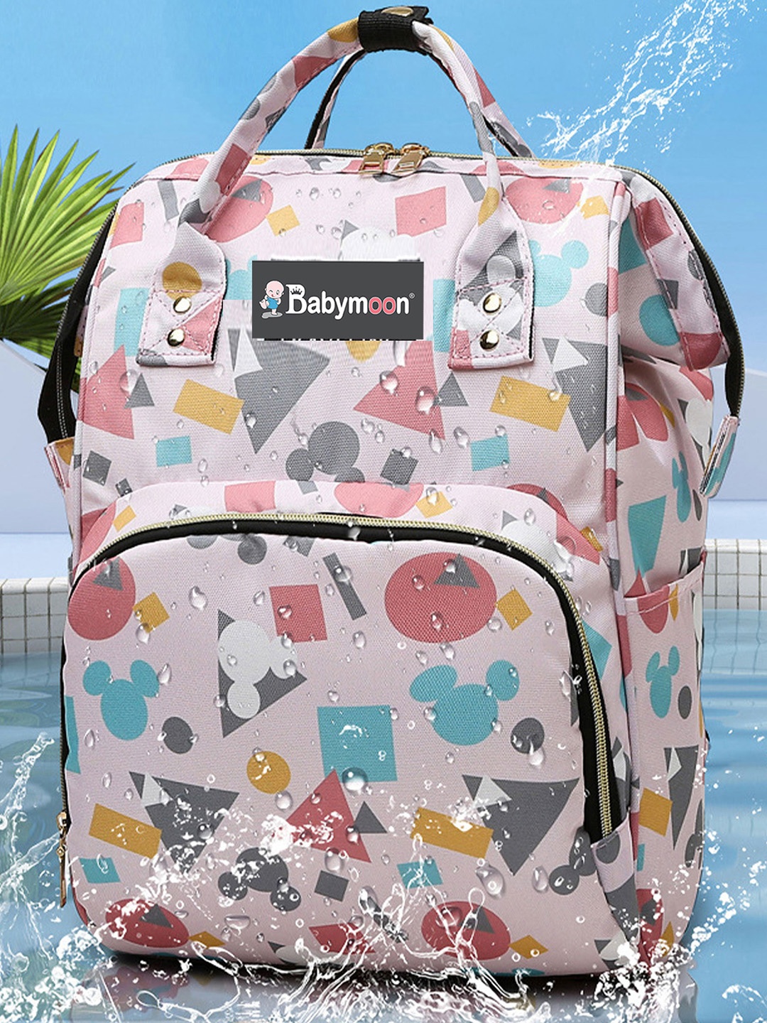 

Babymoon Kids Printed Lightweight Diaper Backpack, Peach