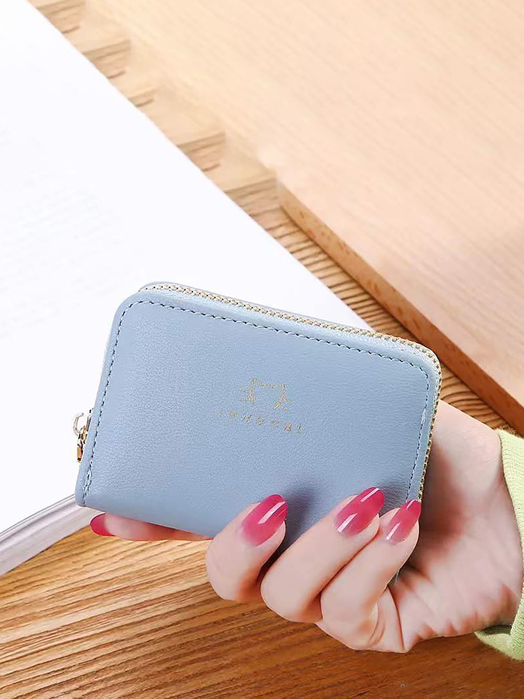 

SYGA Women Typography Printed Leather Card Holder, Blue