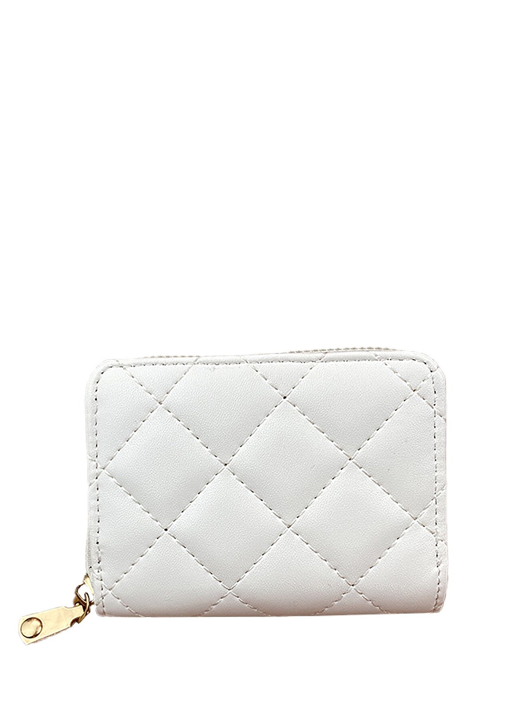 

SYGA Women Geometric Textured Quilted Leather Zip Around Wallet, White