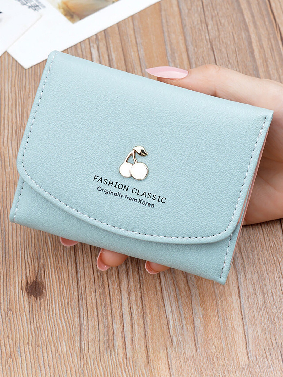 

SYGA Women Typography Printed Leather Three Fold Wallet, Green