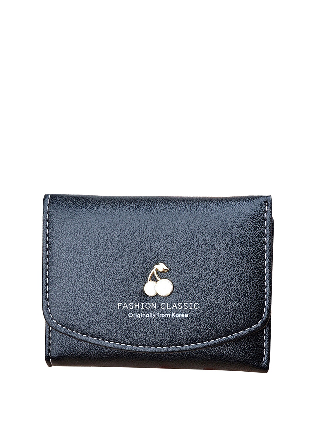 

SYGA Women Typography Printed Leather Three Fold Wallet, Black