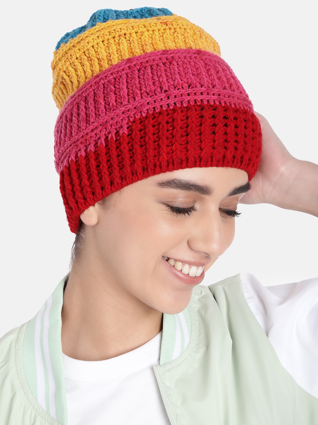 

Magic Needles Women Crochet Acrylic Beanie, Multi