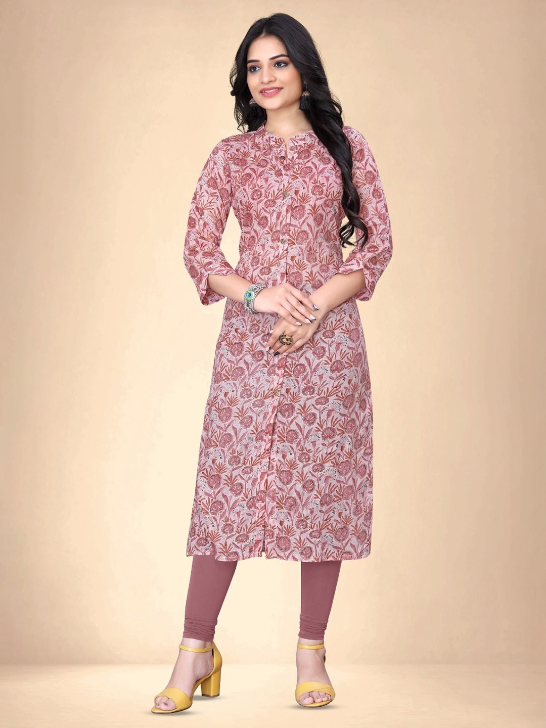 

Abhilasha Floral Printed Cotton Kurta, Pink