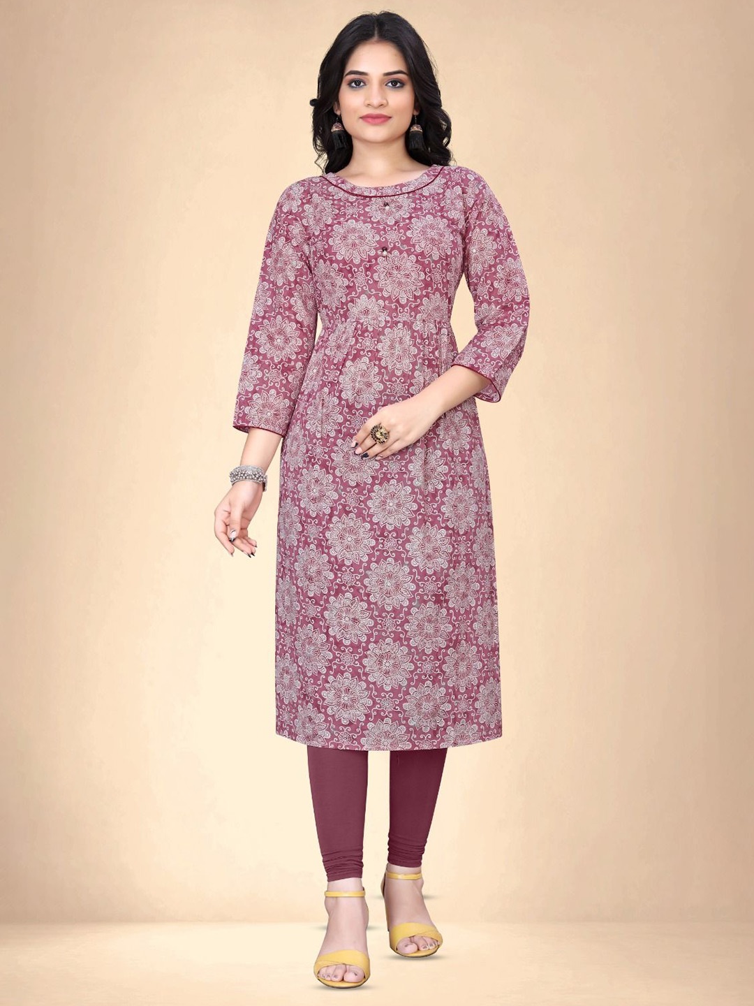 

Abhilasha Floral Printed Cotton Kurta, Pink