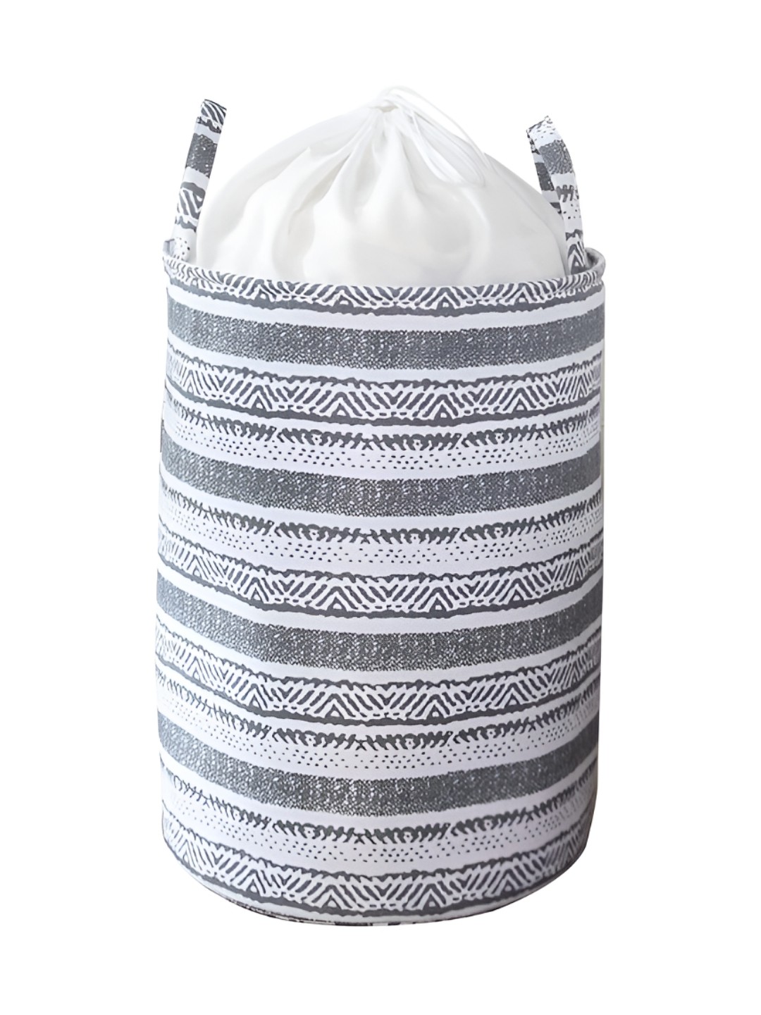 

HOKIPO Grey & White Striped Cotton Laundry Bag