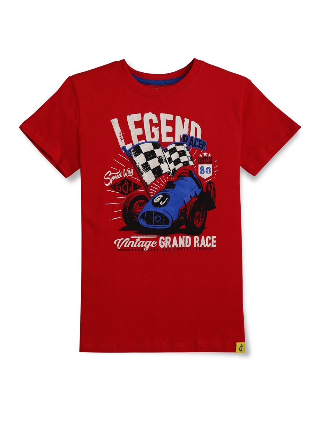 

Gini and Jony Boys Printed Round Neck Short Sleeves Cotton T-shirt, Red