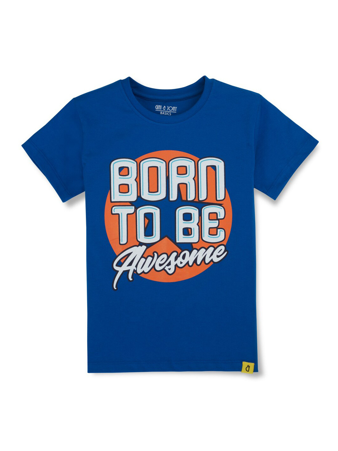

Gini and Jony Boys Typography Printed Cotton T-shirt, Blue