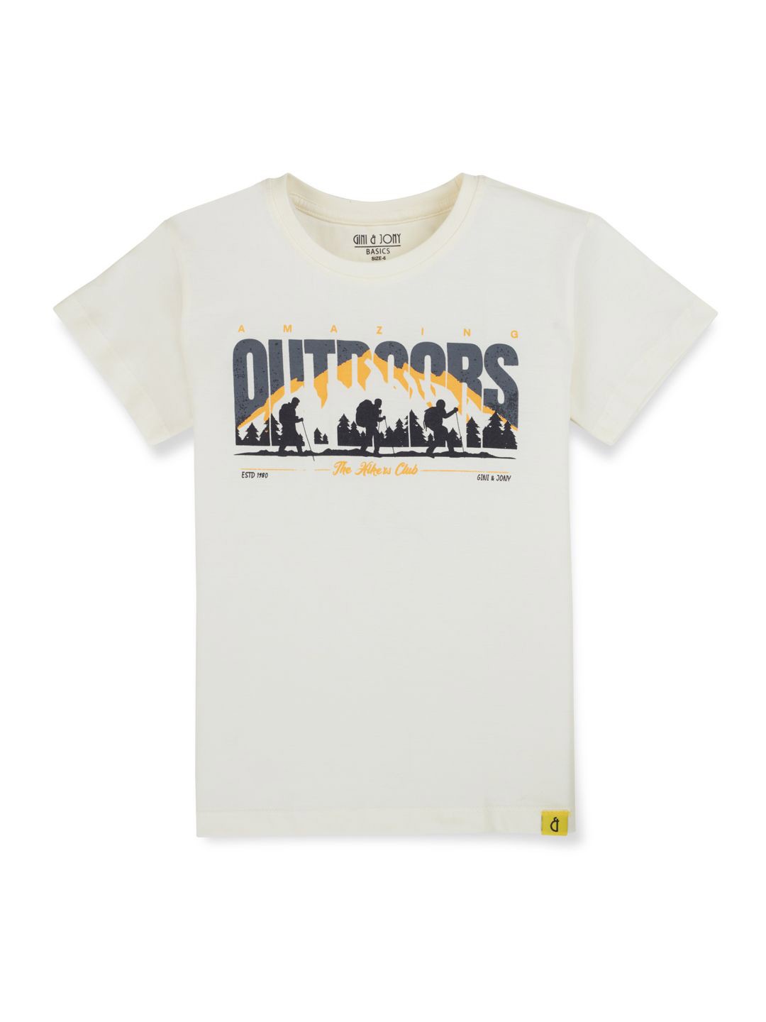 

Gini and Jony Boys Printed Round Neck Short Sleeves Cotton T-shirt, White