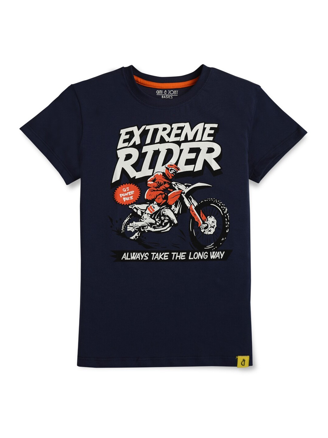

Gini and Jony Boys Typography Printed Applique Cotton T-shirt, Navy blue