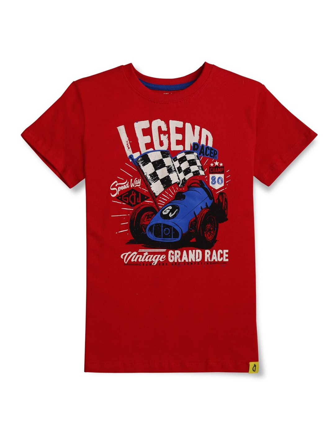

Gini and Jony Boys Printed Round Neck Short Sleeves Cotton T-shirt, Red