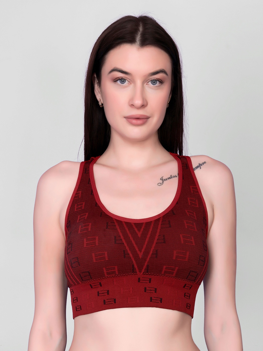 

Gopalvilla Self Designed Full Coverage Lightly Padded Workout Bra With All Day Comfort, Red
