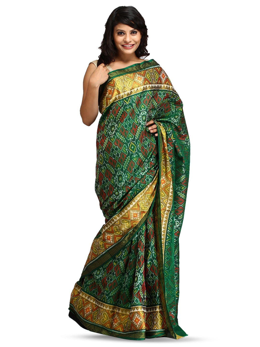 

Exotic India Woven Design Zari Pure Silk Saree, Green