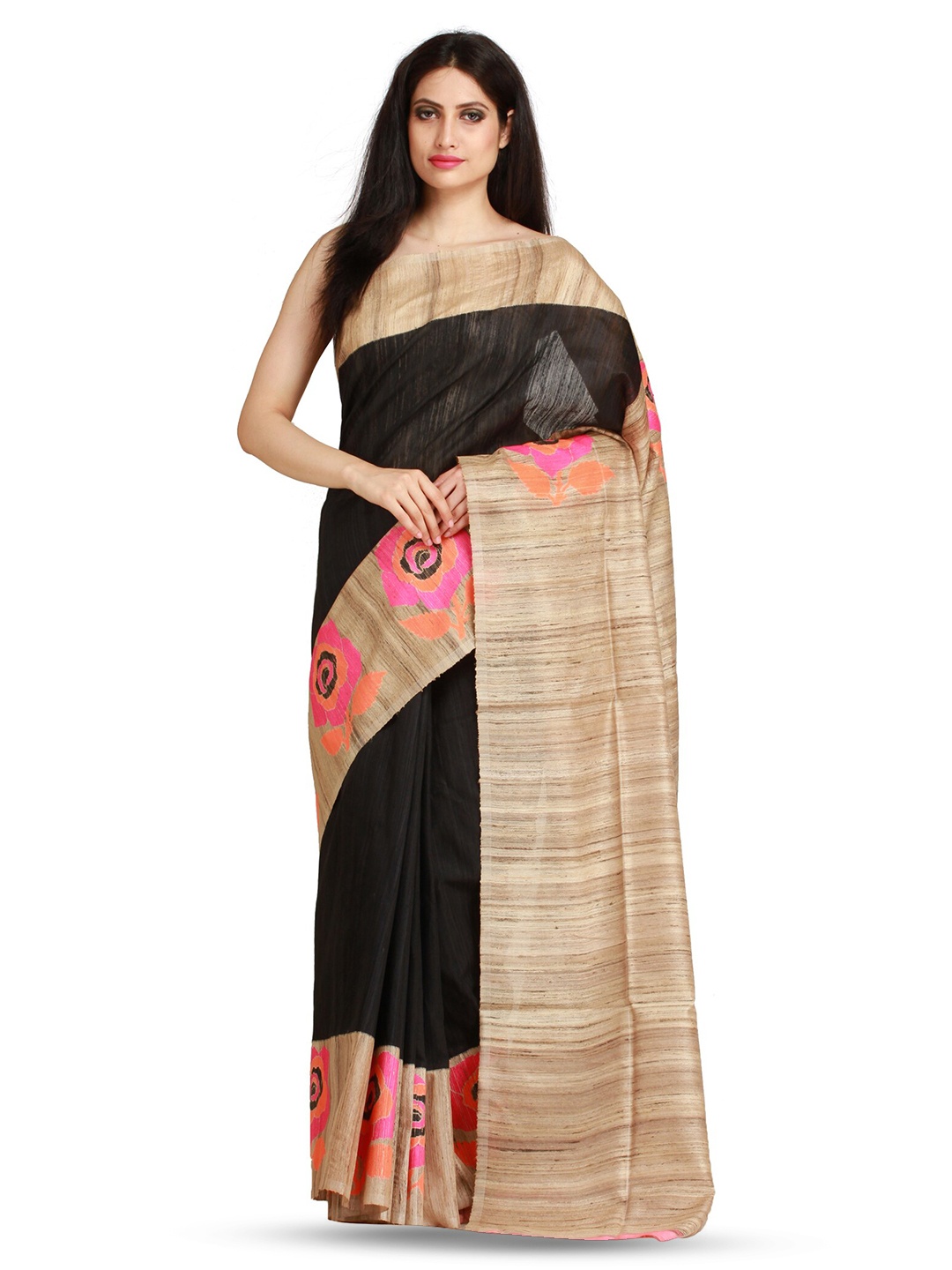 

Exotic India Woven Design Zari Pure Silk Banarasi Saree, Black
