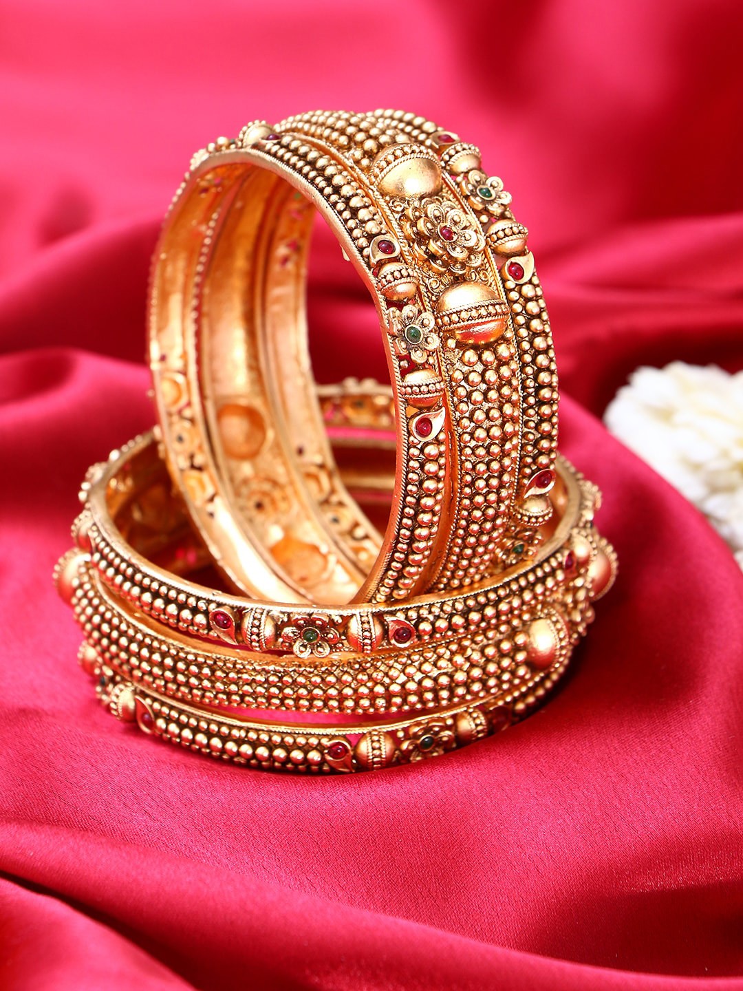 

Adwitiya Collection Set Of 6 Gold-Plated Stone-Studded Bangles