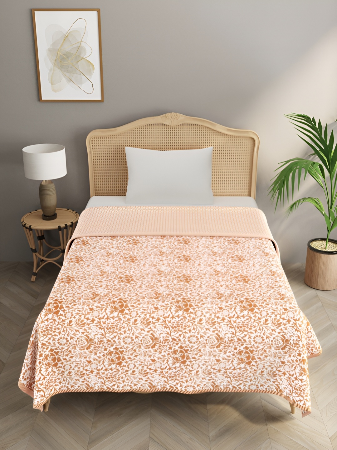 

Gulaab Jaipur Brown & White Ethnic Motifs 354 GSM Single Bed Quilt