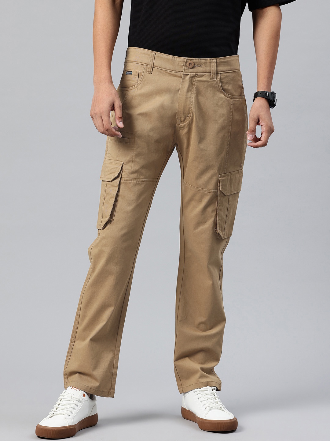 

Rodamo Men Easy Wash Cargos Trousers, Khaki
