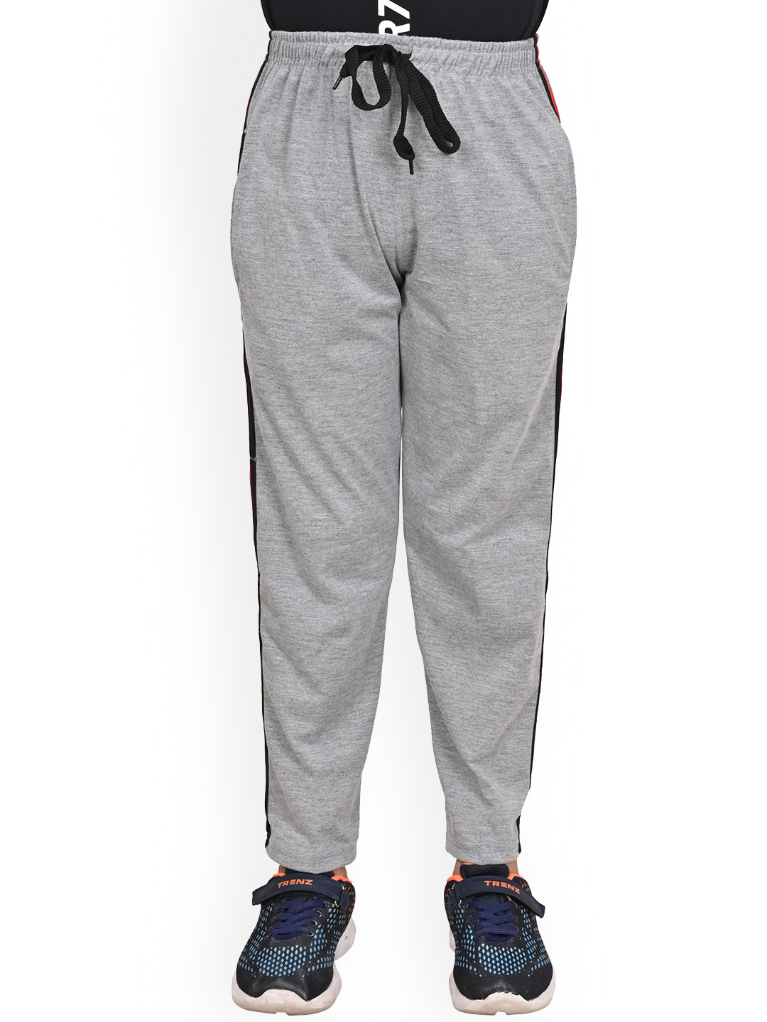 

BAESD Boys Contrasting Double Side Panel Pure Cotton Regular Lower Track Pants, Grey