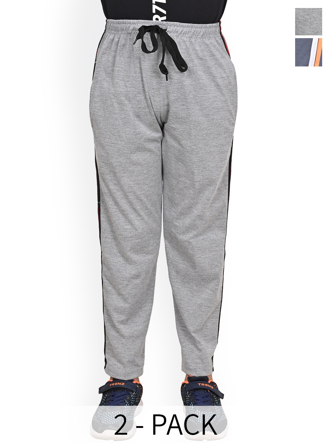 

BAESD Boys Pack Of 2 Pure Cotton Mid Rise Track Pants, Grey