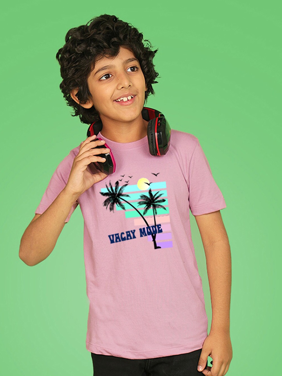 

NUSYL Boys Graphic Printed Round Neck T-shirt, Pink