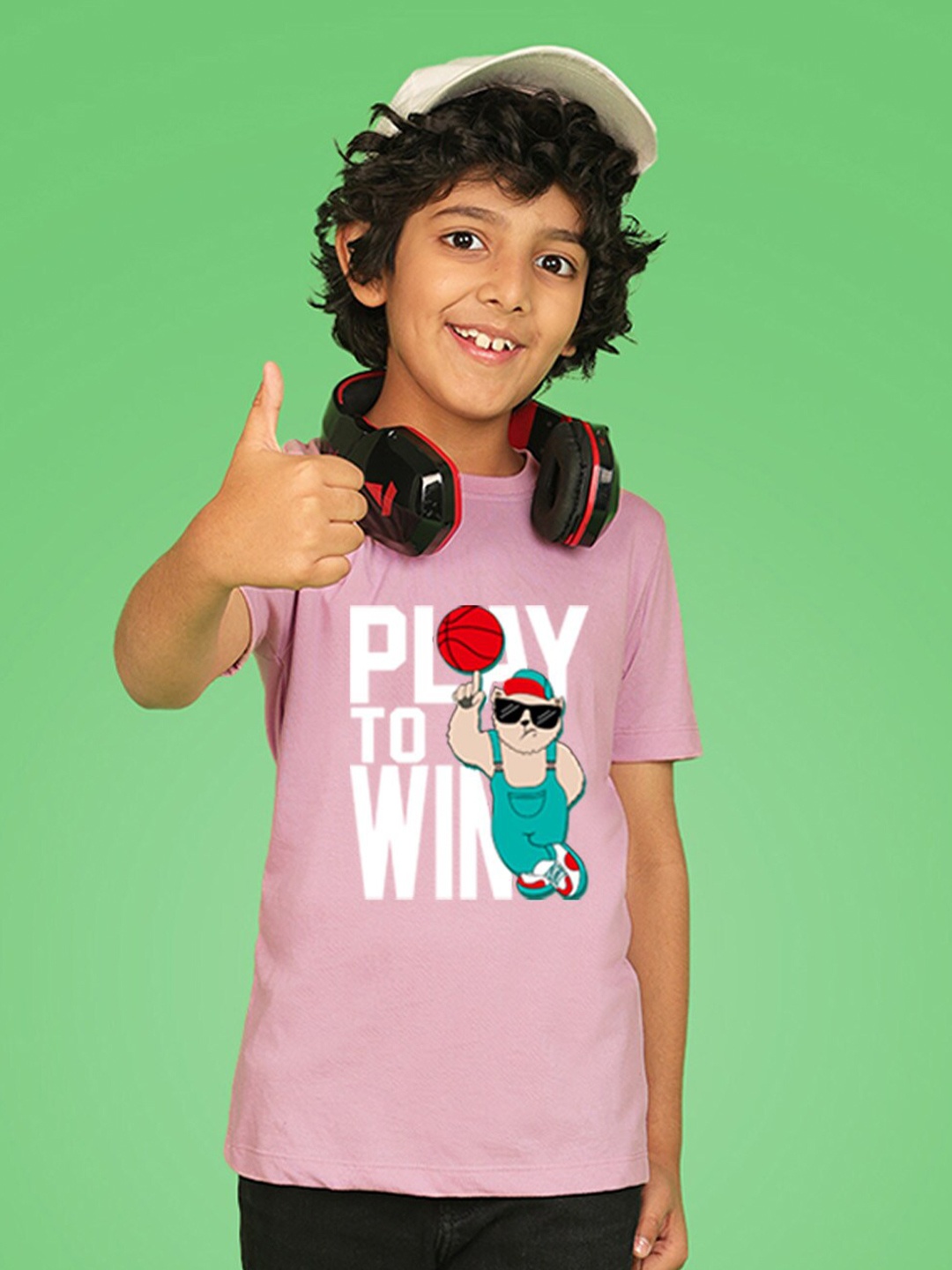 

NUSYL Boys Typography Printed Round Neck T-shirt, Pink