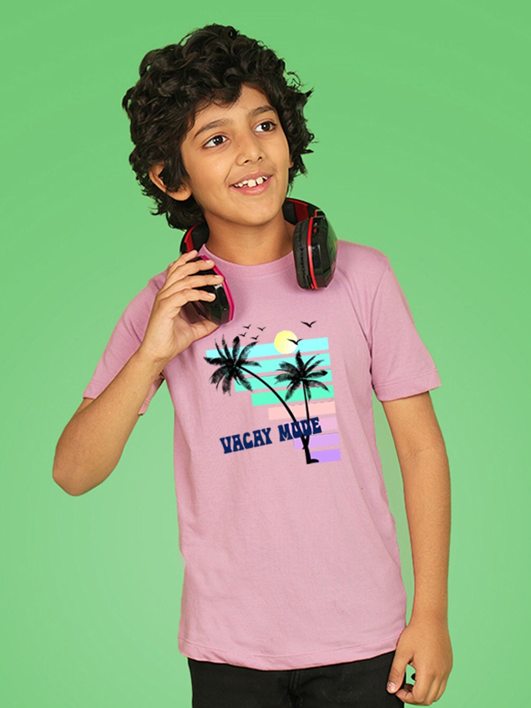 

NUSYL Boys Biker Striped V-Neck Extended Sleeves Applique T-shirt, Pink