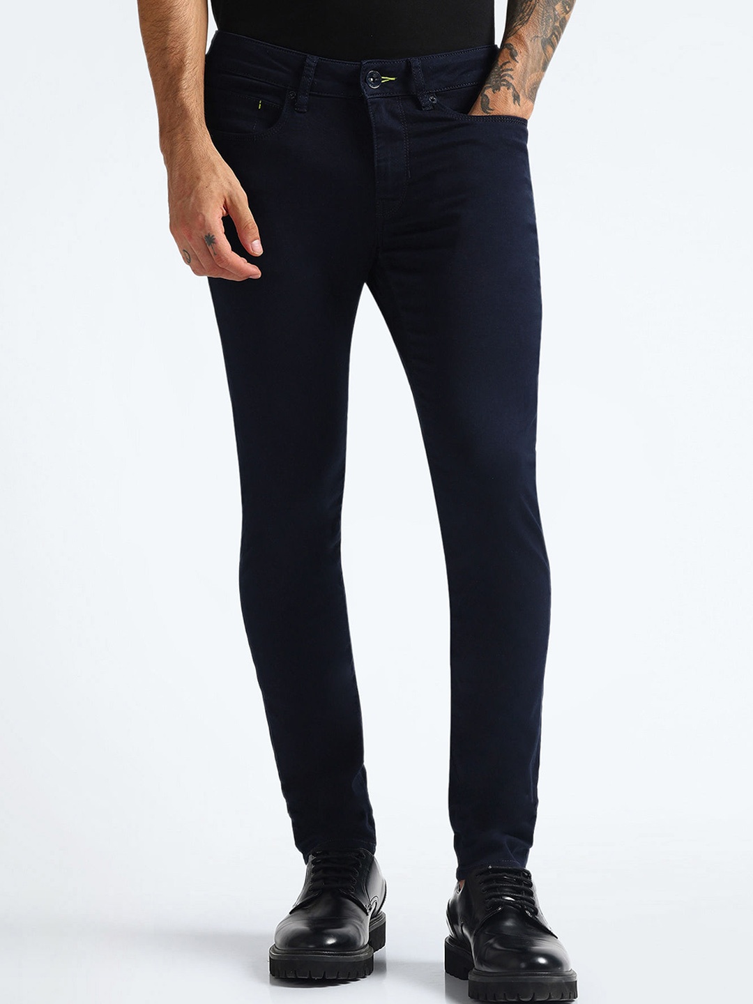 

Flying Machine Men Skinny Fit Clean Look Stretchable Jeans, Navy blue