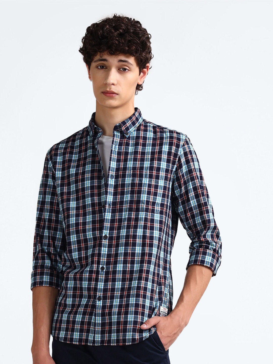 

Flying Machine Men Tartan Checks Opaque Checked Casual Shirt, Black