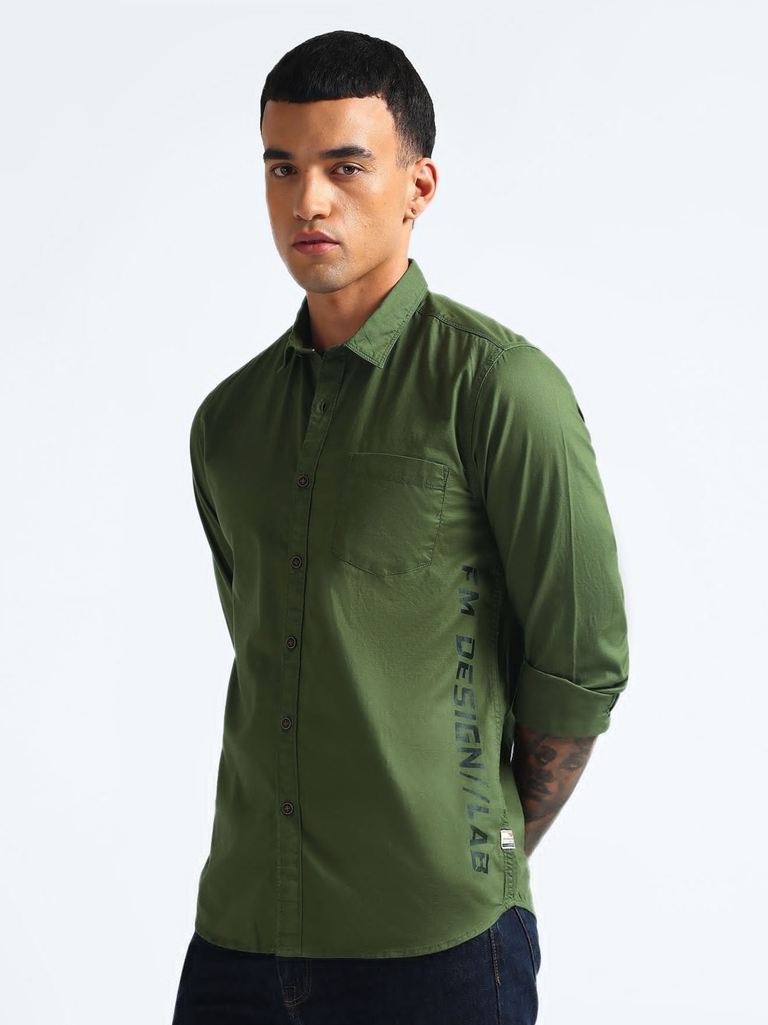 

Flying Machine Men Opaque Casual Shirt, Green