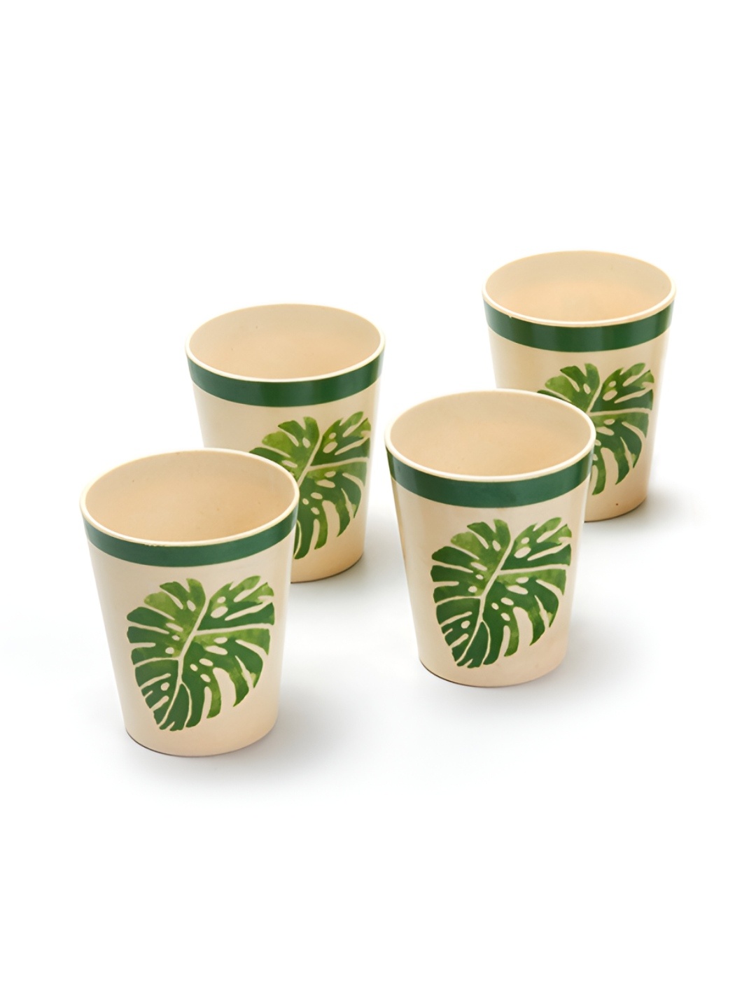 

Red Butler 4Pcs Green & Cream Printed Bamboo Eco-Friendly Water Glass