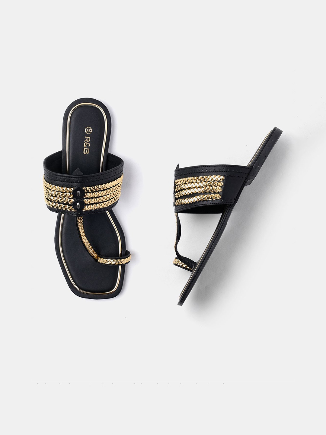 

R&B Women Textured One Toe Flats, Black