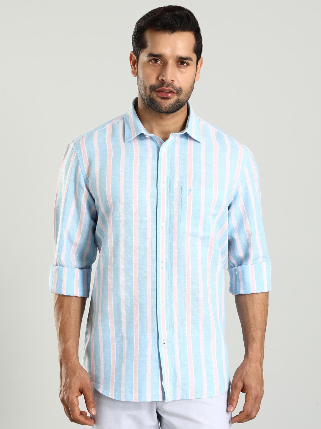 

Indian Terrain Classic Slim Fit Striped Casual Shirt, Blue