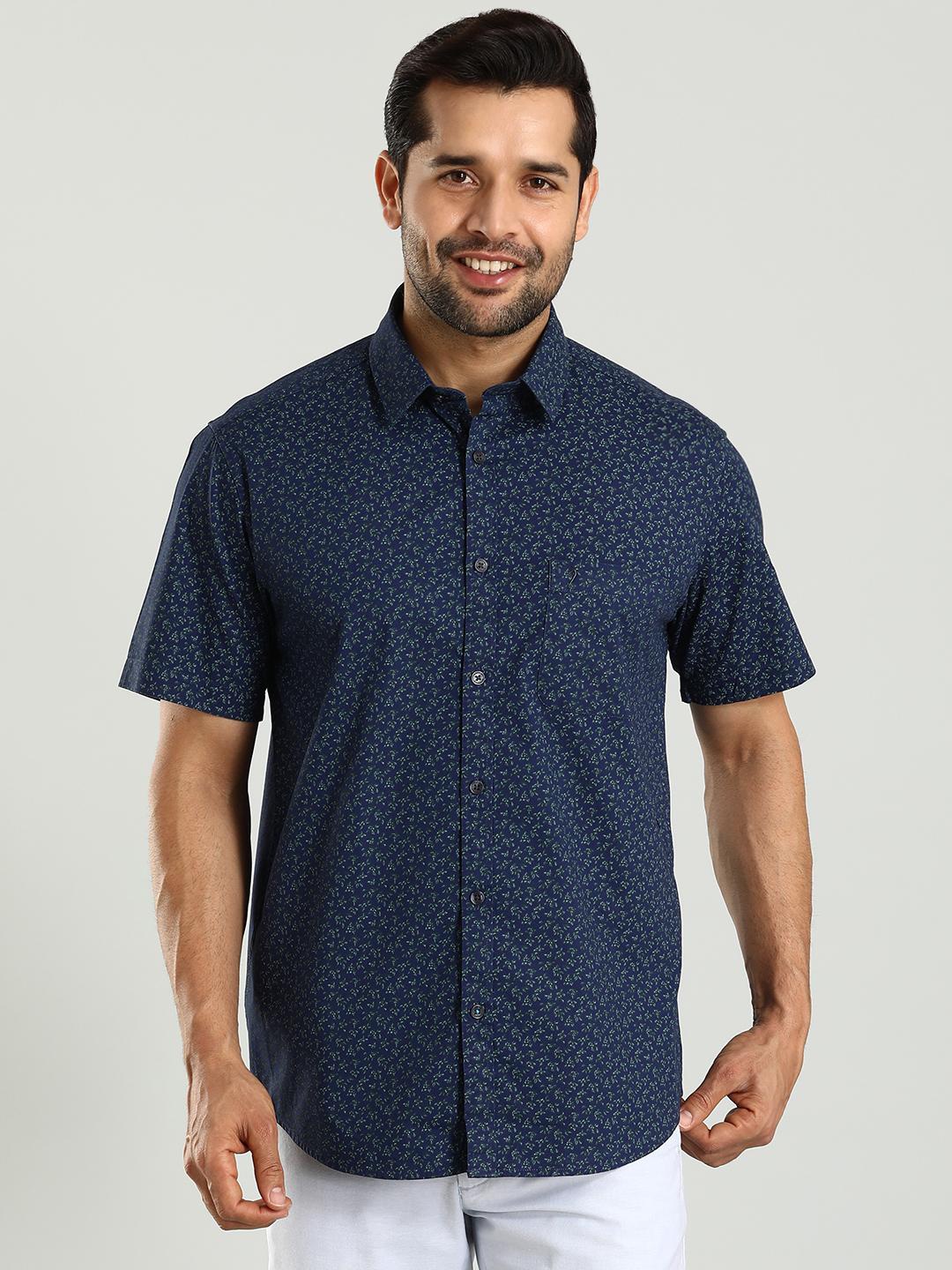 

Indian Terrain Classic Slim Fit Cotton Printed Casual Shirt, Blue