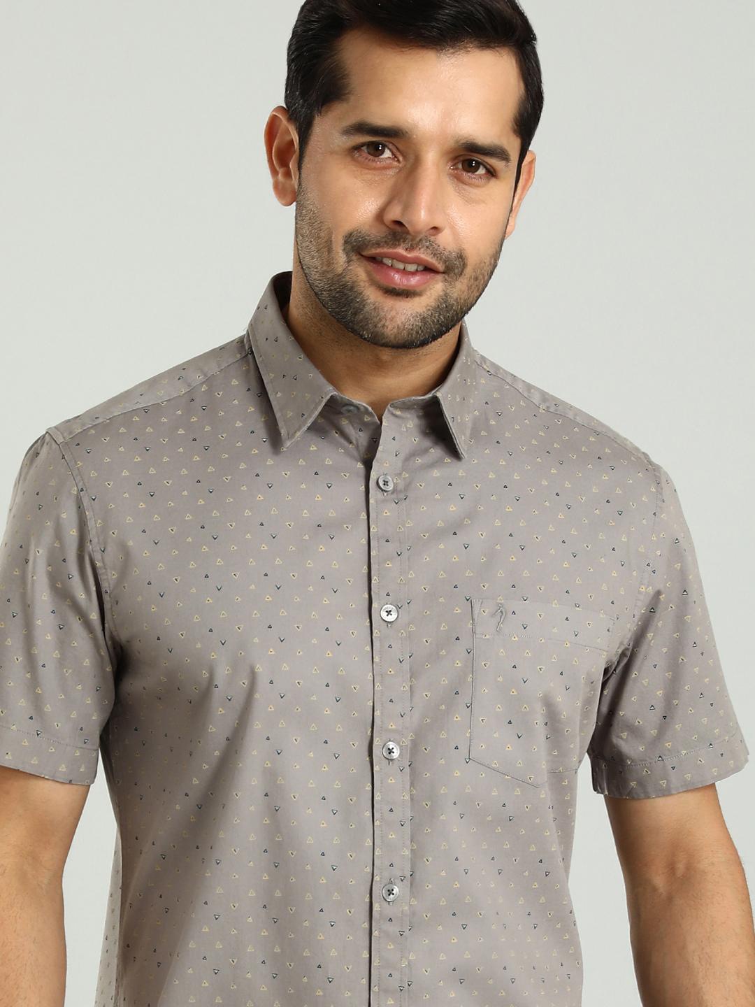 

Indian Terrain Classic Slim Fit Cotton Printed Casual Shirt, Black