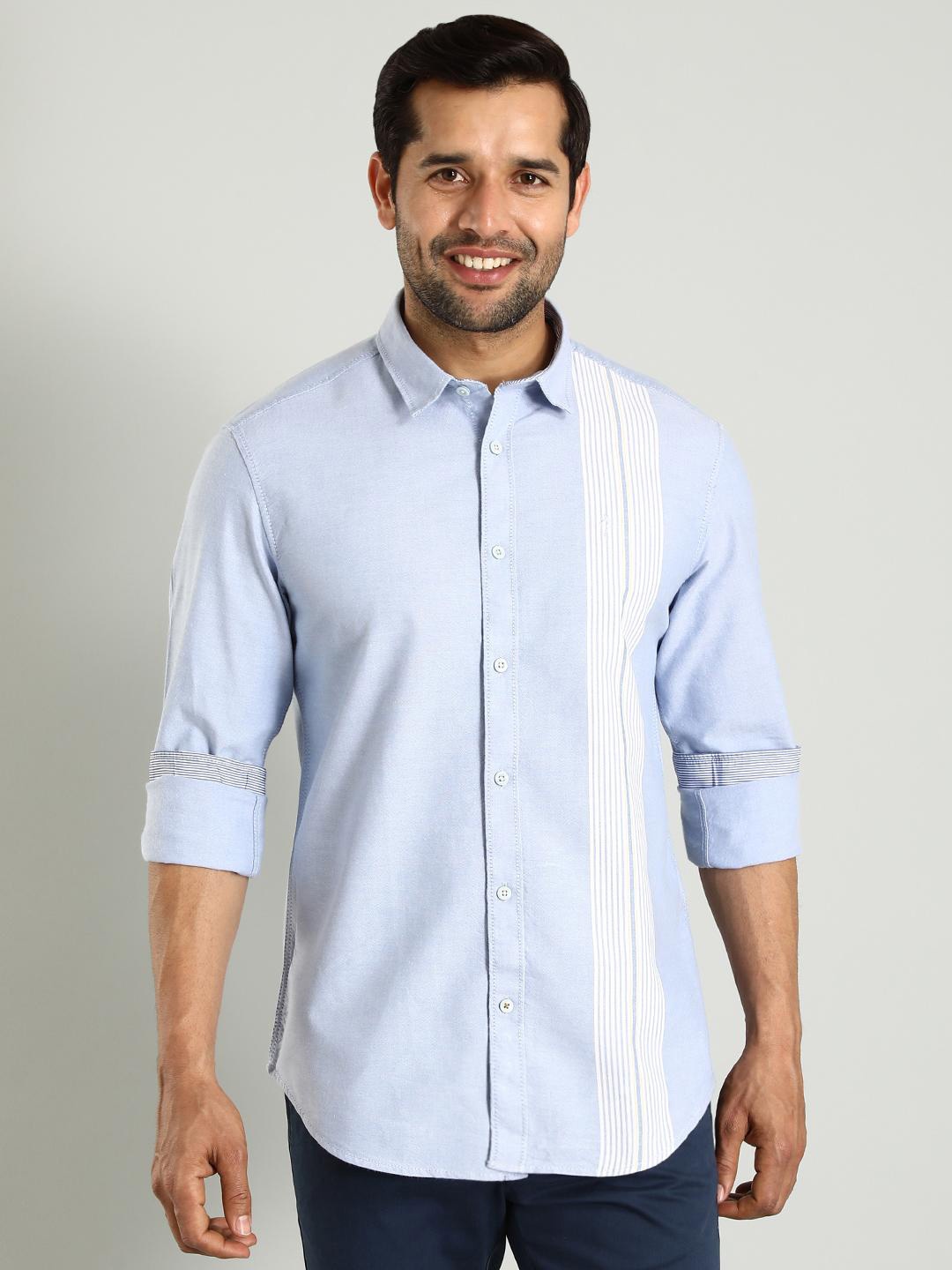 

Indian Terrain Classic Spread Collar Slim Fit Cotton Casual Shirt, Blue