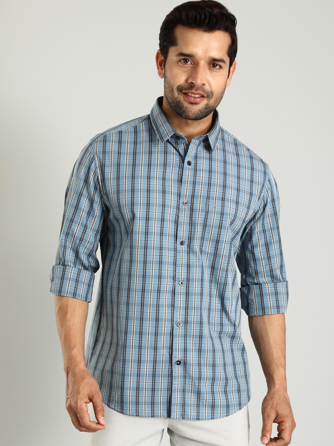 

Indian Terrain Classic Slim Fit Cotton Checked Casual Shirt, Brown