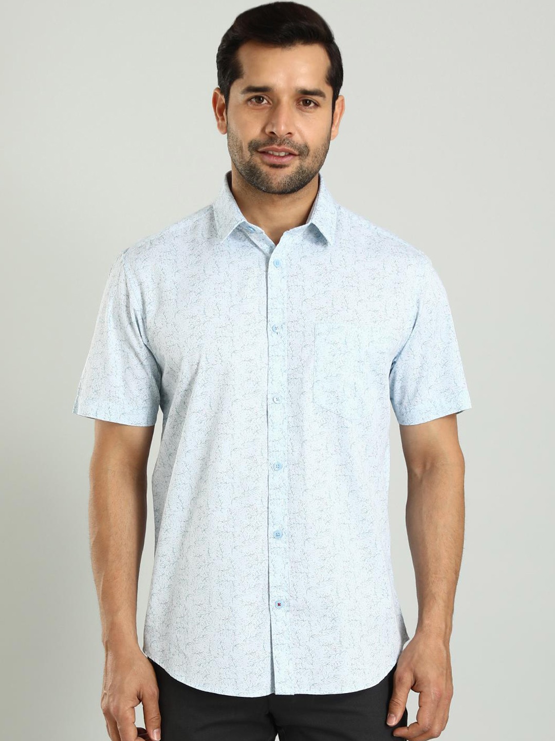 

Indian Terrain Classic Slim Fit Abstract Printed Casual Shirt, Blue