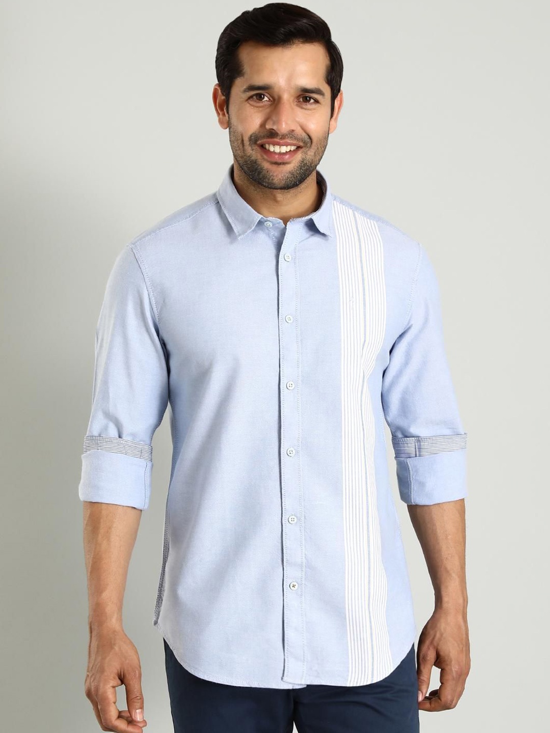 

Indian Terrain Classic Slim Fit Cotton Casual Shirt, Blue