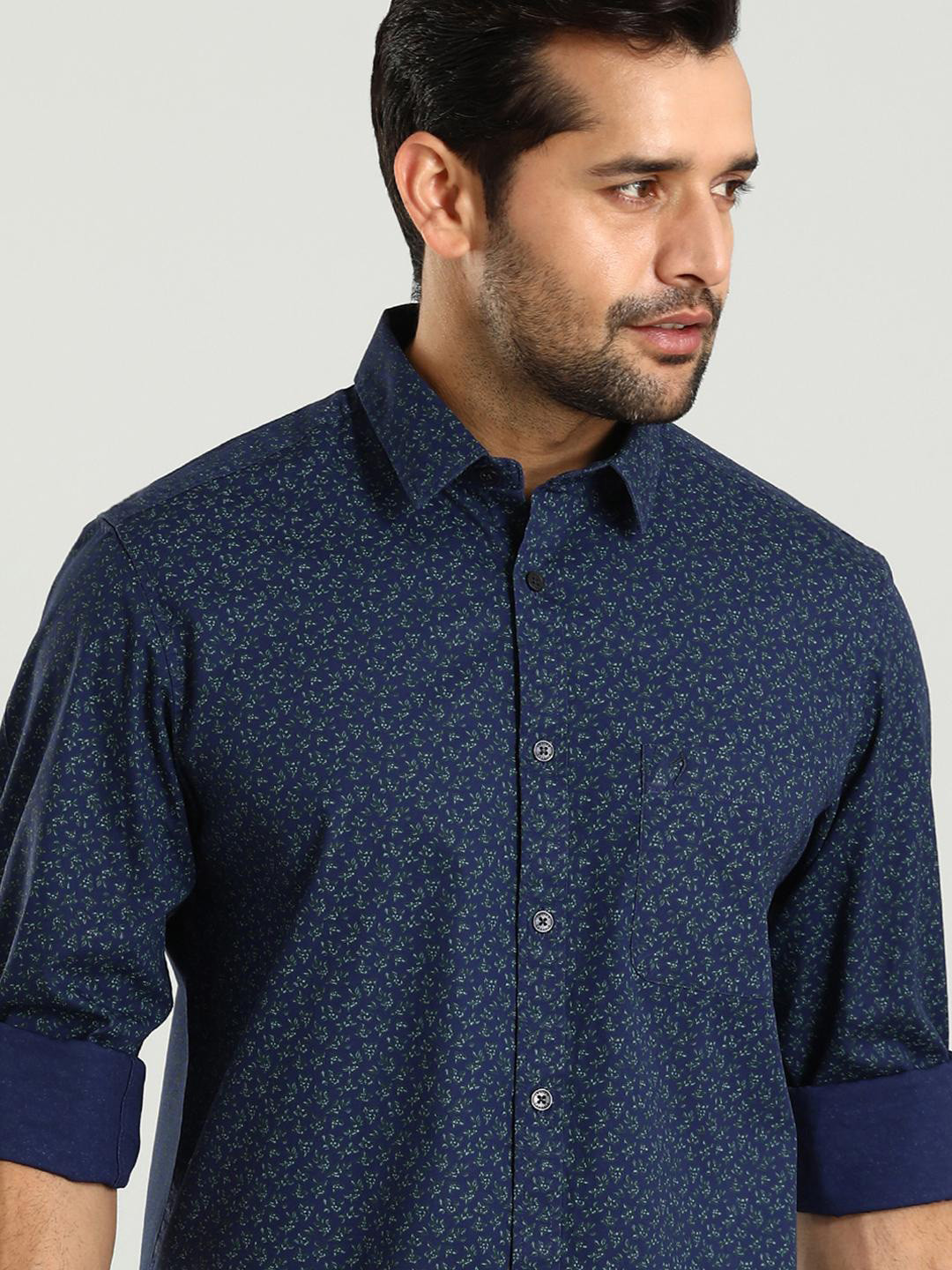 

Indian Terrain Classic Slim Fit Floral Cotton Printed Casual Shirt, Blue