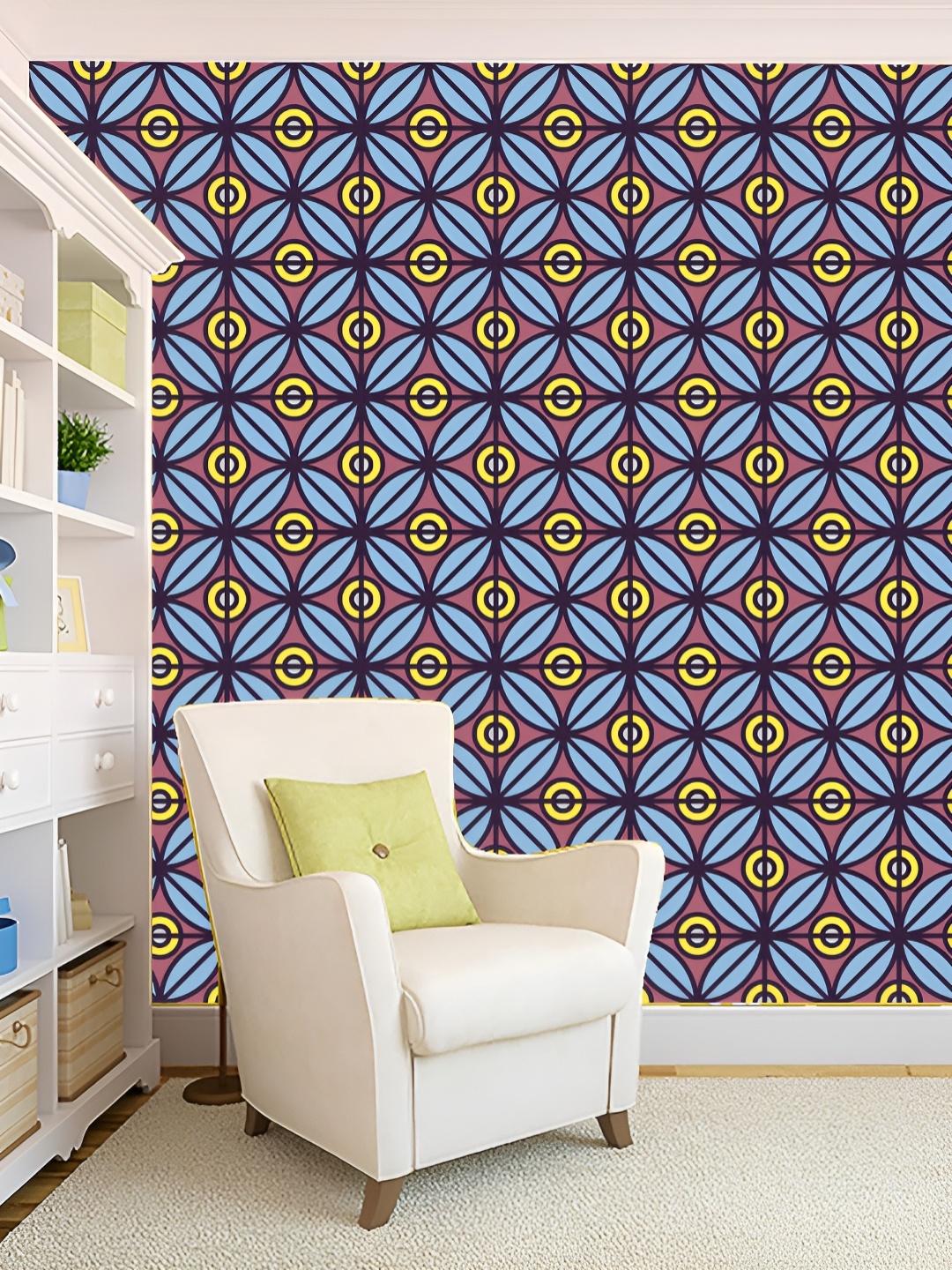 

KSHIRSA Blue & Pink Abstract Self-Adhesive Wall Sticker