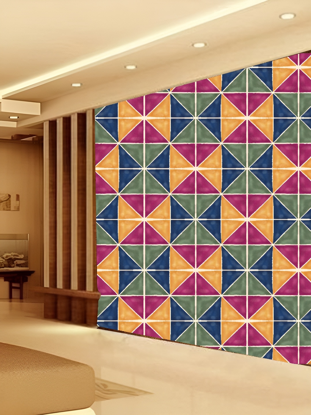 

KSHIRSA Yellow & Pink Printed Self-Adhesive 3D Wallpaper