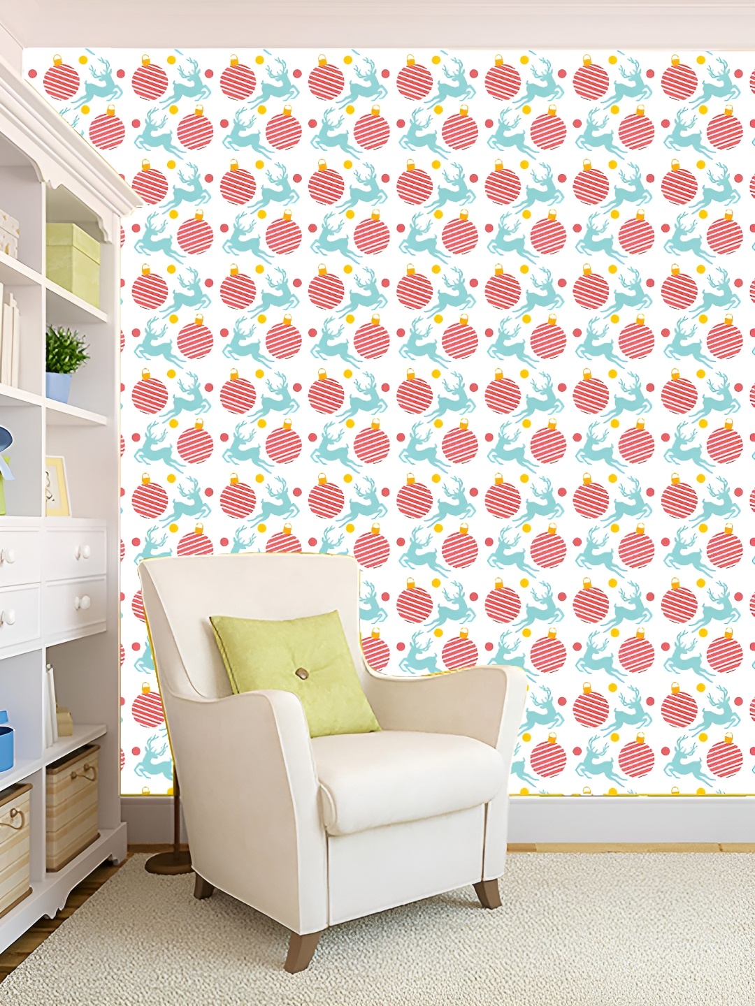

KSHIRSA White & Blue Printed Self-Adhesive 3D Wallpaper