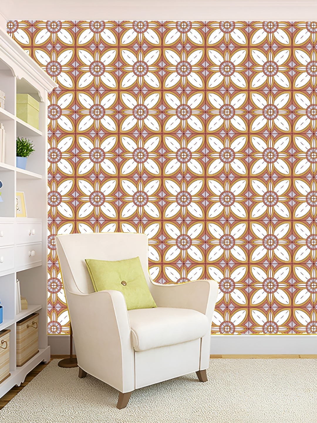 

KSHIRSA White & Brown Abstract Printed Self-Adhesive 3D Wallpaper