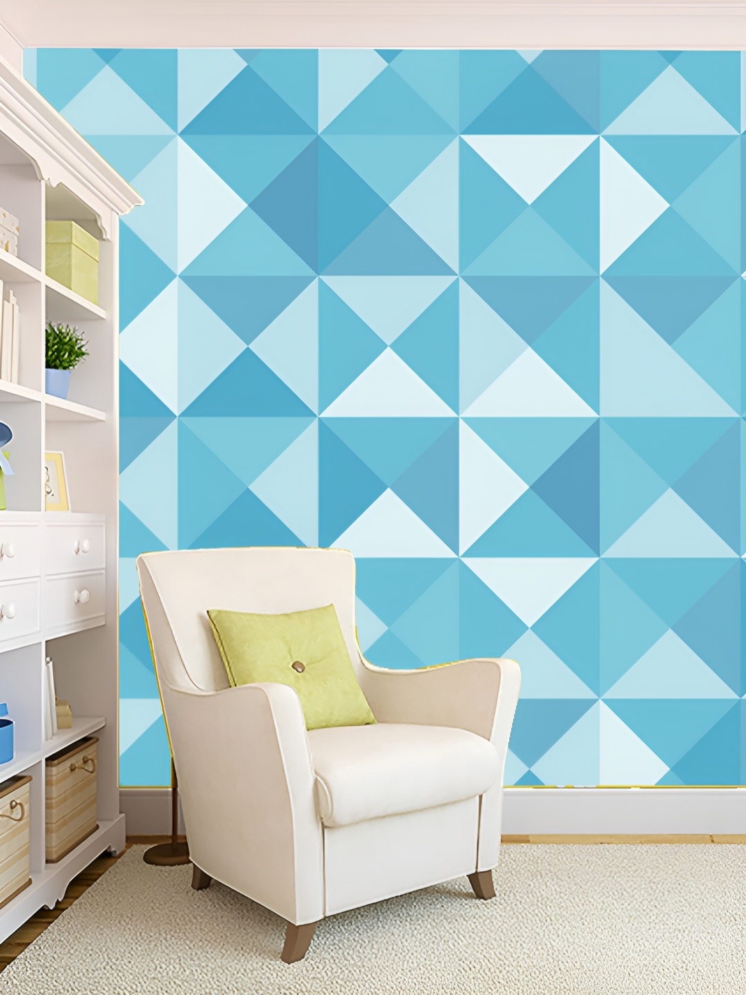 

KSHIRSA Blue & White Printed Self-Adhesive 3D Wallpaper